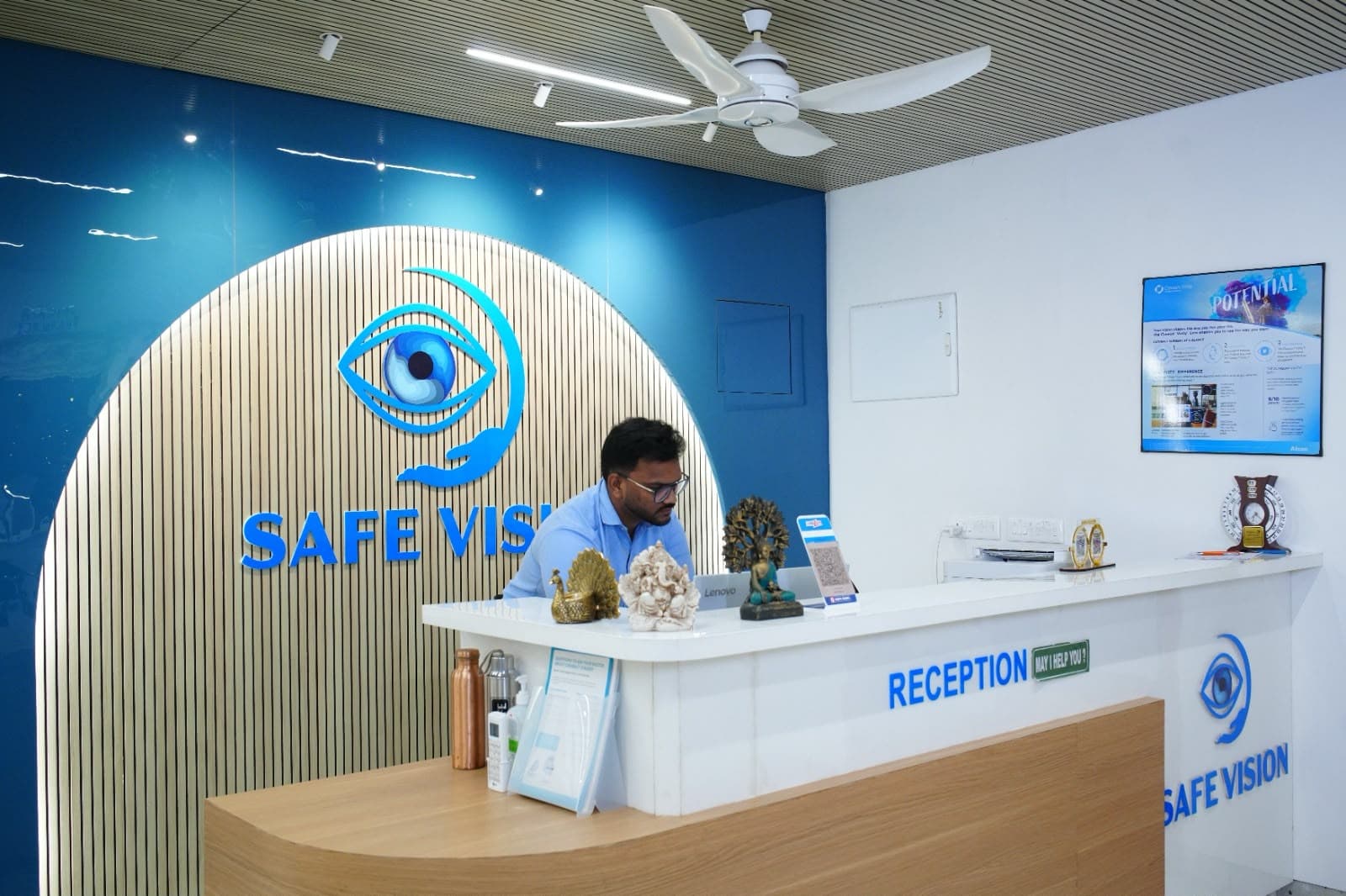 Reception area at Safe Vision Super Speciality Eye Hospital